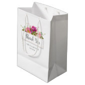 Sac Cadeau Moyen Aquarelle rose Fête des mariées florale (Dos Angle)