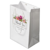 Sac Cadeau Moyen Aquarelle rose Fête des mariées florale (Devant Angle)