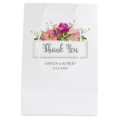 Sac Cadeau Moyen Aquarelle rose Fête des mariées florale (Dos)