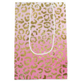 Sac Cadeau Moyen Aquarelle rose léopard d'or (Dos)