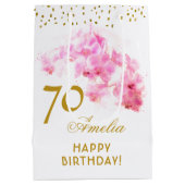 Sac Cadeau Moyen Aquarelle rose orchidée Parties scintillant or 70e (Dos)