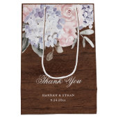 Sac Cadeau Moyen Aquarelle rustique Hydrangea Wood Look| Mariage (Dos)