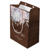 Sac Cadeau Moyen Aquarelle rustique Hydrangea Wood Look| Mariage (Dos Angle)