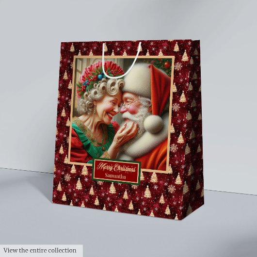 Sac Cadeau Moyen Aquarelle Santa Claus Classic Cadeau de Noël