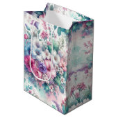 Sac Cadeau Moyen Aquarelle Shabby Chic Floral Anniversaire (Devant Angle)