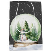 Sac Cadeau Moyen Aquarelle Snowman dans le Globe des neiges (Devant)
