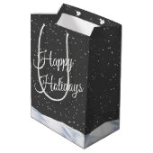 Sac Cadeau Moyen Aquarelle Snowman dans le Globe des neiges (Dos Angle)