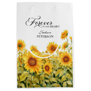 Sac Cadeau Moyen Aquarelle Sunflowers Funeral Keepsaké