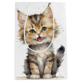 Sac Cadeau Moyen Aquarelle Tabby Kitten Pour Anniversaire (Devant)