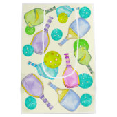 Sac Cadeau Moyen Aquarelle Thème Pickleball Sports Anniversaire (Dos)