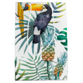 Sac Cadeau Moyen Aquarelle tropicale d'oiseau de perroquet d'ananas (Devant)