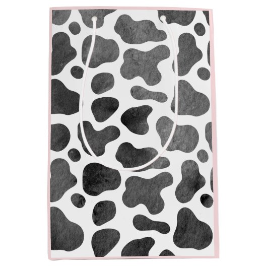 Sac Cadeau Moyen Aquarelle Vache imprimé Pink Medium Cadeau (Devant)