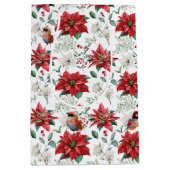 Sac Cadeau Moyen Aquarelles Fleurs de Noël, feuilles, oiseaux (Devant)