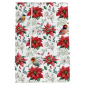 Sac Cadeau Moyen Aquarelles Fleurs de Noël, feuilles, oiseaux (Dos)