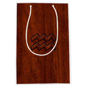 Sac Cadeau Moyen Aquarius Zodiac Sign Brown Mahogany Style