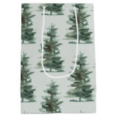 Sac Cadeau Moyen Arbre à pin vert classique (Dos)