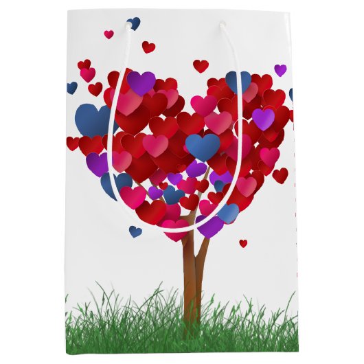 Sac Cadeau Moyen Arbre Coeur En Herbe (Devant)
