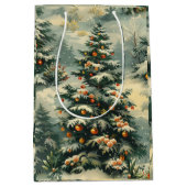 Sac Cadeau Moyen Arbre de Noël à neige simple (Devant)