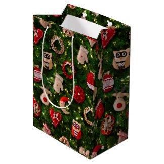 Sac Cadeau Moyen Arbre de Noël avec des jouets en feutre