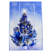Sac Cadeau Moyen Arbre de Noël bleu décoré (Dos)