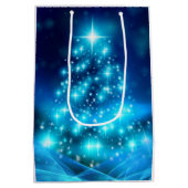 Sac Cadeau Moyen Arbre de Noël bleu électrique moderne avec lumière (Dos)