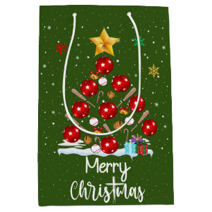 Sac Cadeau Moyen Arbre de Noël de baseball