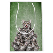 Sac Cadeau Moyen Arbre de Noël de chat (Devant)