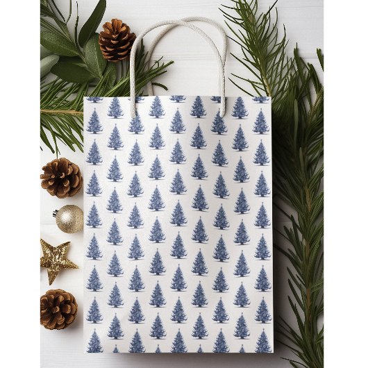 Sac Cadeau Moyen Arbre de Noël en bleu Delft