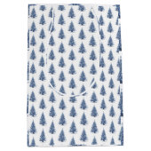 Sac Cadeau Moyen Arbre de Noël en bleu Delft (Devant)