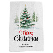 Sac Cadeau Moyen Arbre de Noël extérieur et neige (Dos)