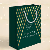 Arbre de Noël Géométrique Vert Or Logo d'Entrepris