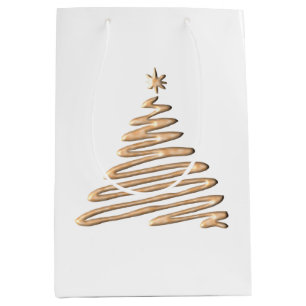 Sac Cadeau Moyen Arbre de Noël Gold
