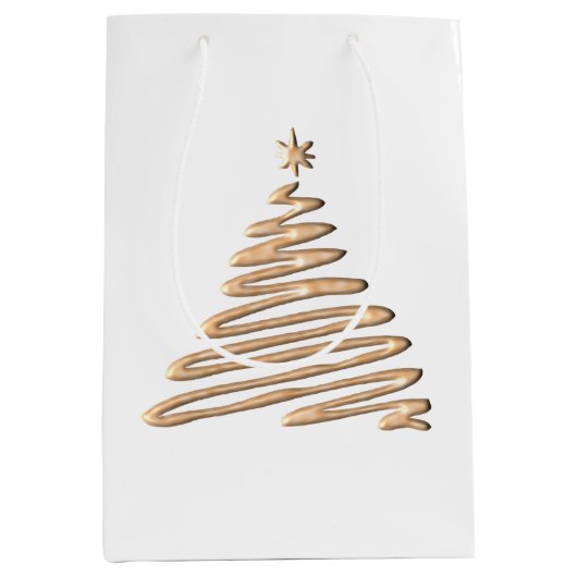 Sac Cadeau Moyen Arbre de Noël Gold (Devant)