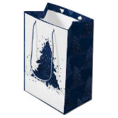 Sac Cadeau Moyen Arbre de Noël Moody | Classy Dark Navy Bleu (Devant Angle)