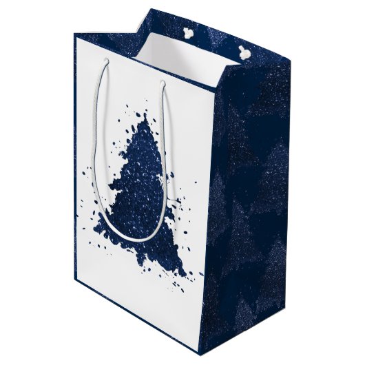 Sac Cadeau Moyen Arbre de Noël Moody | Classy Dark Navy Bleu (Dos Angle)