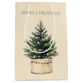 Sac Cadeau Moyen Arbre de Noël rustique minimal (Devant)
