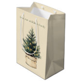 Sac Cadeau Moyen Arbre de Noël rustique minimal (Dos Angle)