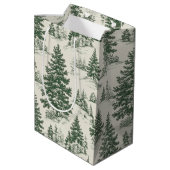 Sac Cadeau Moyen Arbre de Noël Toile De Jouy Green (Dos Angle)