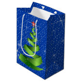 Sac Cadeau Moyen Arbre de Noël vert étincelant (Devant Angle)