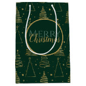 Sac Cadeau Moyen Arbre de Noël vert minimal (Devant)