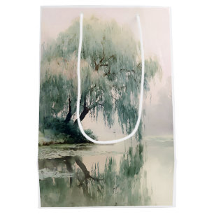 Sac Cadeau Moyen Arbre de saule serein réflexion Art de la nature (