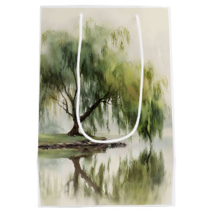 Sac Cadeau Moyen Arbre de saule serein Réflexion Nature Art (12)