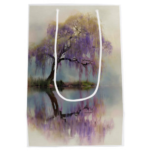 Sac Cadeau Moyen Arbre de saule serein Réflexion Nature Art (6)