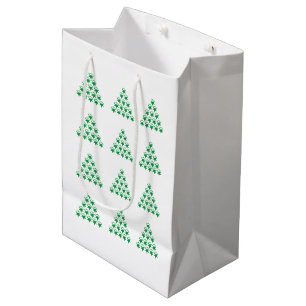 Sac Cadeau Moyen Arbre d'étoiles de neige vertes de Noël, arrière -