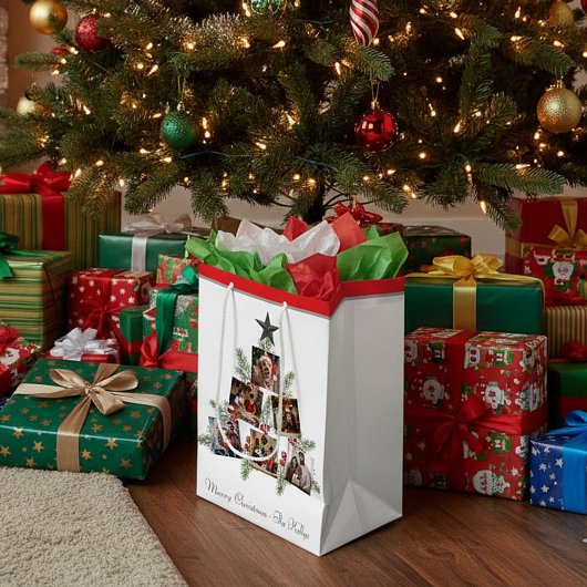 Sac Cadeau Moyen Arbre photos de Noël personnalisées