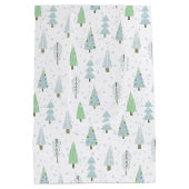 Sac Cadeau Moyen Arbres de Noël modernes MERRY NOËL Script Bleu (Dos)