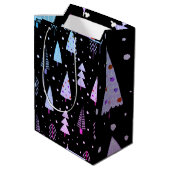 Sac Cadeau Moyen Arbres de Noël modernes violet rose noir (Dos Angle)