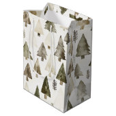 Sac Cadeau Moyen Arbres de Noël vert olive (Dos Angle)