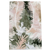 Sac Cadeau Moyen Arbres de Noël vert rose pâle (Devant)