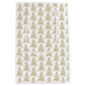 Sac Cadeau Moyen Arbres d'or Joyeux Noël (Devant)